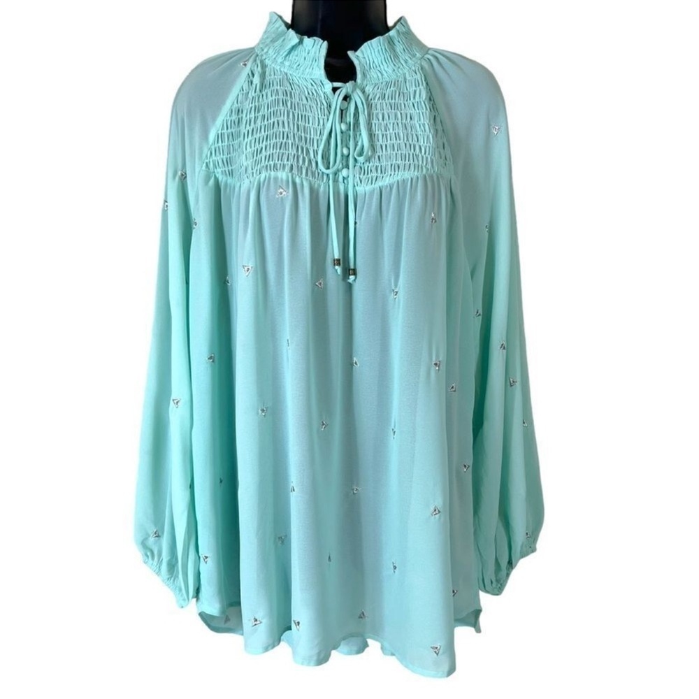 Hayden Los Angeles Sheer Turquoise Blouse